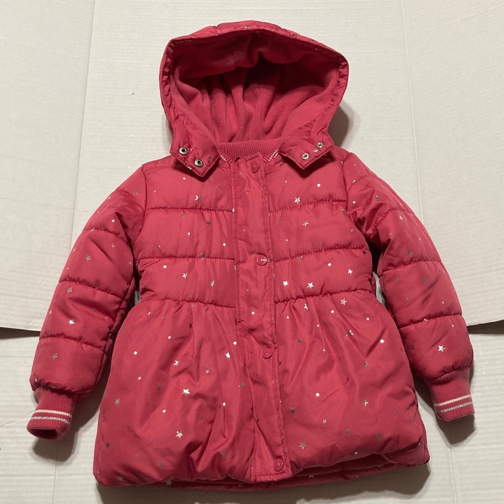 Nautica Pink Star Print Puffer Jacket Girls Size 5 GUC